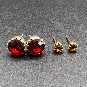 Elegant Red and Gold Stud Earrings